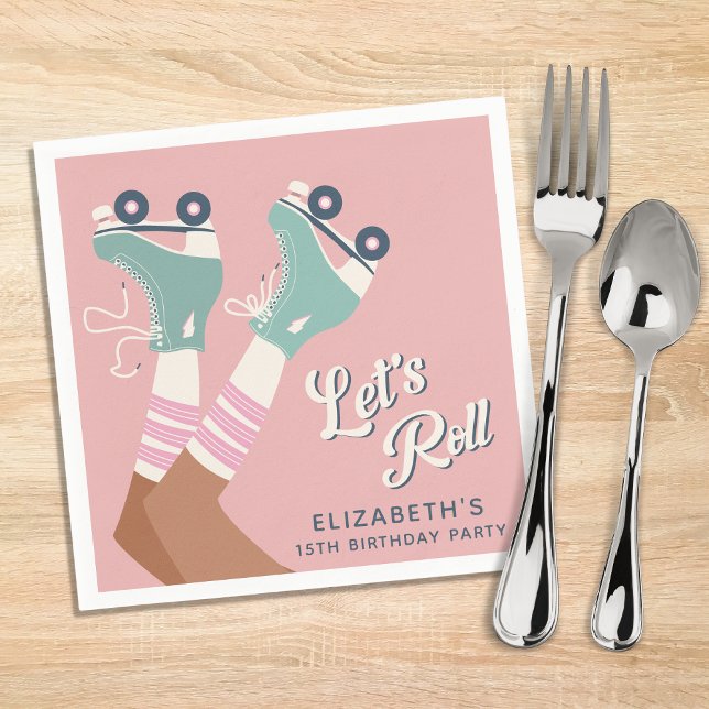 Cute Roller Skating Birthday Party Napkin (Creator Uploaded)