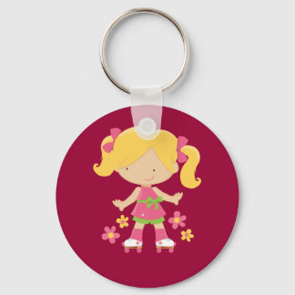 Cute Roller Skating Girl on Skates Gift Key Ring