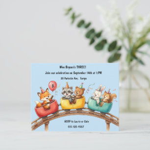 Cute Rollercoaster Birthday Party Digital Download Invitation