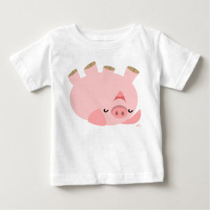 Cute Rolling Over Cartoon Pig Baby T-Shirt