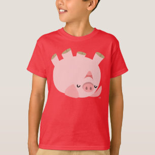 Cute Rolling Over Cartoon Pig Children T-Shirt