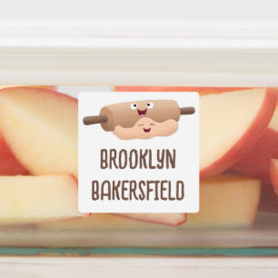 Cute rolling pin and dough cartoon personalised