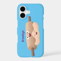 Cute rolling pin and dough pastry baking cartoon