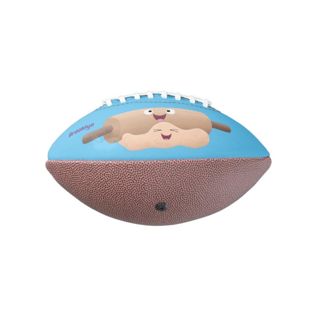 Cute rolling pin and dough pastry baking cartoon american football (Rotated 270)