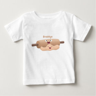 Cute rolling pin and dough pastry baking cartoon baby T-Shirt