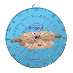 Cute rolling pin and dough pastry baking cartoon dartboard