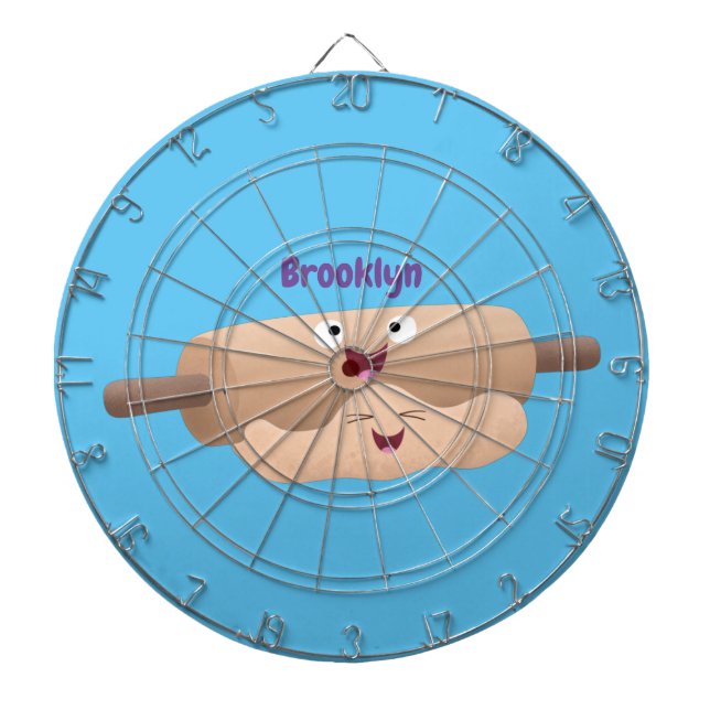 Cute rolling pin and dough pastry baking cartoon  dartboard (Front)