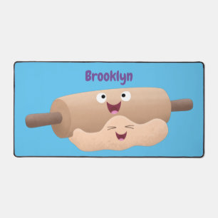 Cute rolling pin and dough pastry baking cartoon desk mat