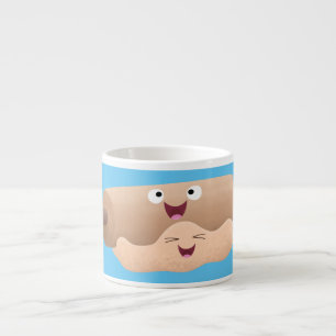 Cute rolling pin and dough pastry baking cartoon espresso cup