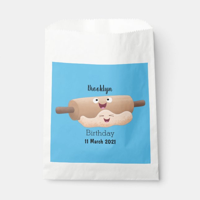 Cute rolling pin and dough pastry baking cartoon  favour bags (Front)