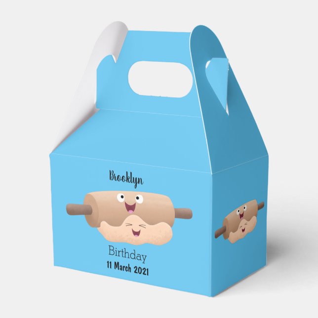 Cute rolling pin and dough pastry baking cartoon favour box (Front Side)