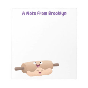 Cute rolling pin and dough pastry baking cartoon notepad