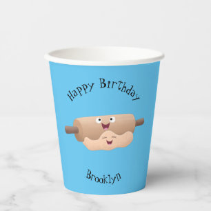 Cute rolling pin and dough pastry baking cartoon paper cups