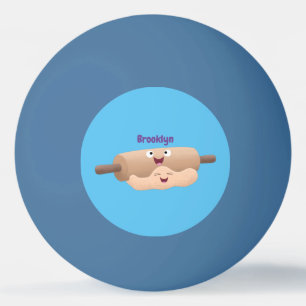 Cute rolling pin and dough pastry baking cartoon ping pong ball