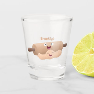 Cute rolling pin and dough pastry baking cartoon shot glass