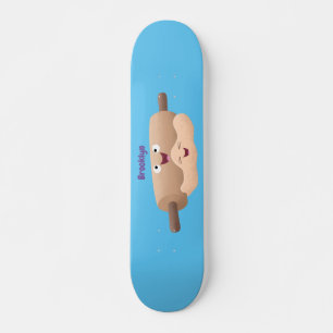 Cute rolling pin and dough pastry baking cartoon  skateboard