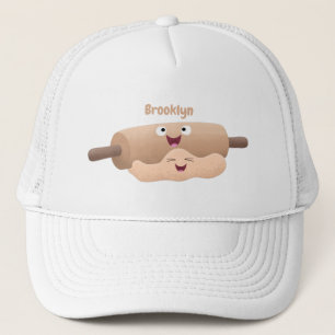Cute rolling pin and dough pastry baking cartoon  trucker hat