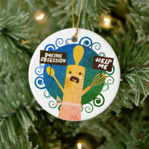 Cute rolling pin baking obssession help Christmas Ceramic Tree Decoration