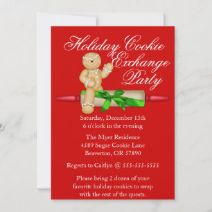 Cute Rolling Pin Cookie Exchange Holiday Invite