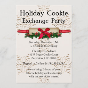 Cute Rolling Pin Cookie Exchange Holiday Invite