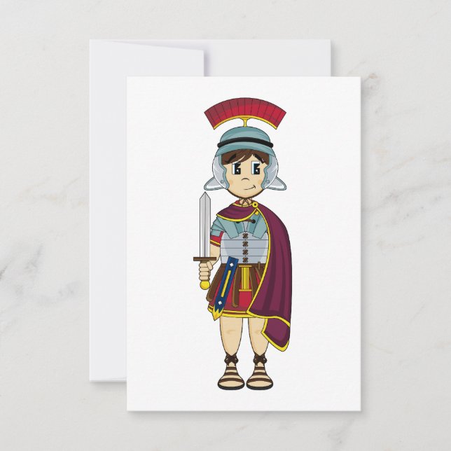 Cute Roman Soldier RSVP Card (Front)