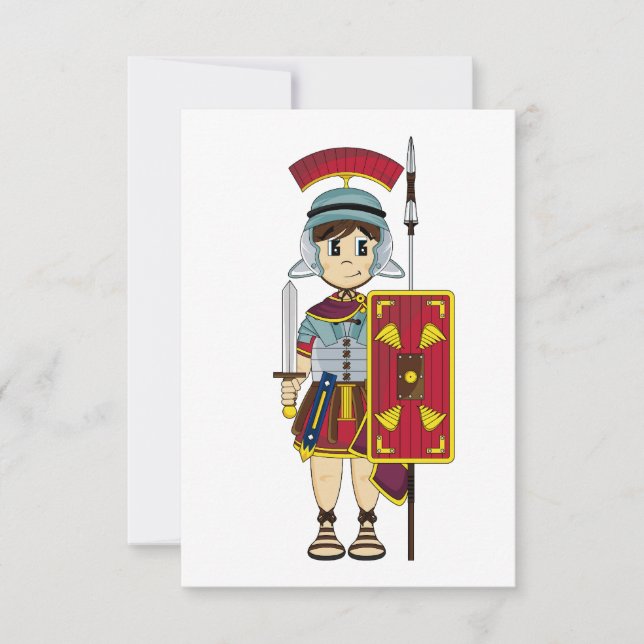 Cute Roman Soldier RSVP Card (Front)