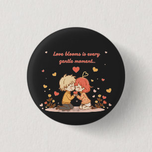 Cute Romantic Anime Couple - Love Moment 3 Cm Round Badge