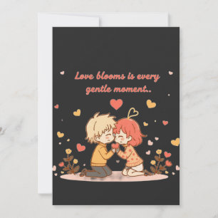 Cute Romantic Anime Couple - Love Moment Holiday Card