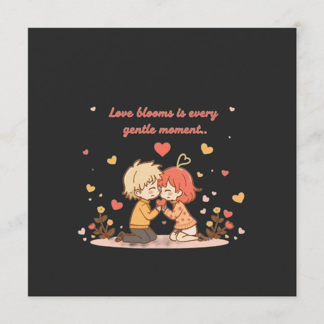 Cute Romantic Anime Couple - Love Moment Invitation (Front)