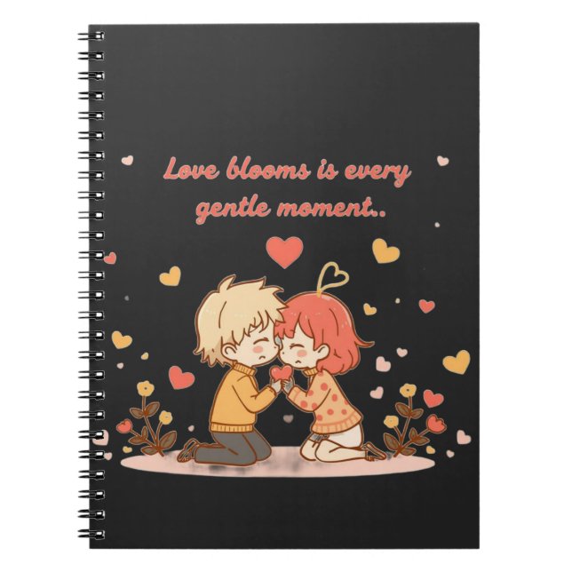 Cute Romantic Anime Couple - Love Moment Notebook (Front)