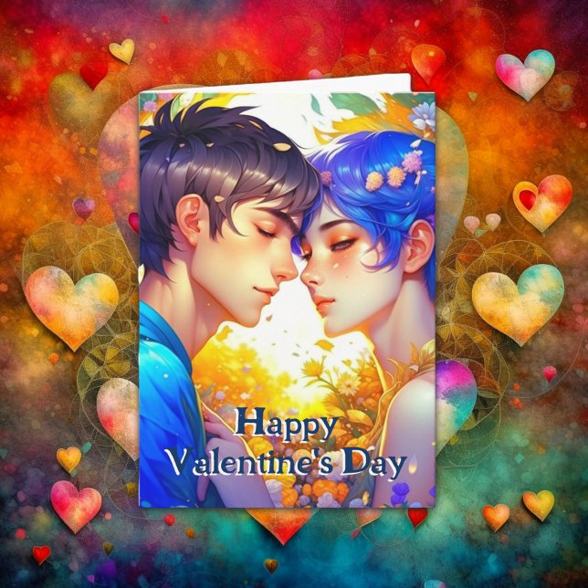 Cute Romantic Anime Couple Valentine's Day Card (Creator Uploaded)