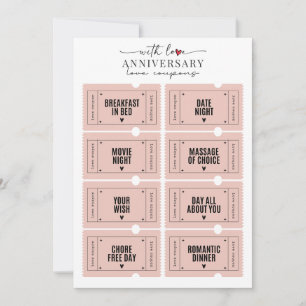 Cute Romantic Anniversary Printable Love Coupons  Invitation