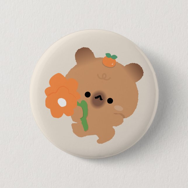 Cute Romantic Capybara 6 Cm Round Badge (Front)