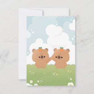 Cute Romantic Capybara Thank You Card