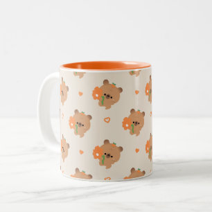 Cute Romantic Capybara Two-Tone Coffee Mug
