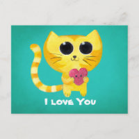 Cute Romantic Cat with Heart