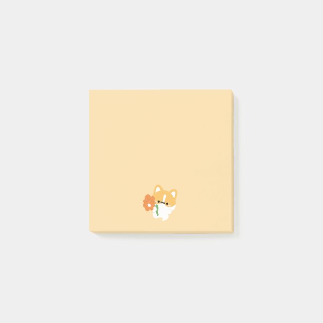 Cute Romantic Corgi Post-it Notes (Front)