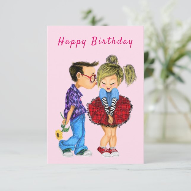 Cute Romantic Couple Birthday Card (Standing Front)