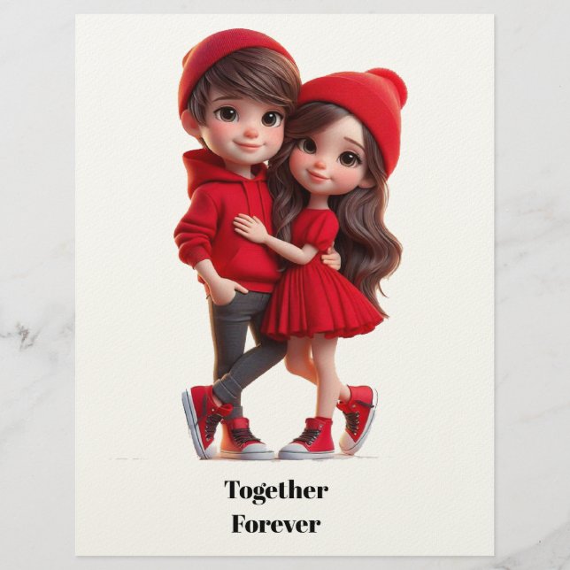 Cute Romantic Couple Card – A Happy Valentine Custom Letterhead (Front)