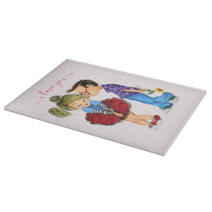 Cute Romantic Couple Cutting Board - Love - Kiss