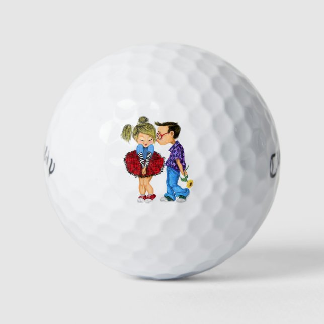 Cute Romantic Couple Golf Balls Gift (Front)