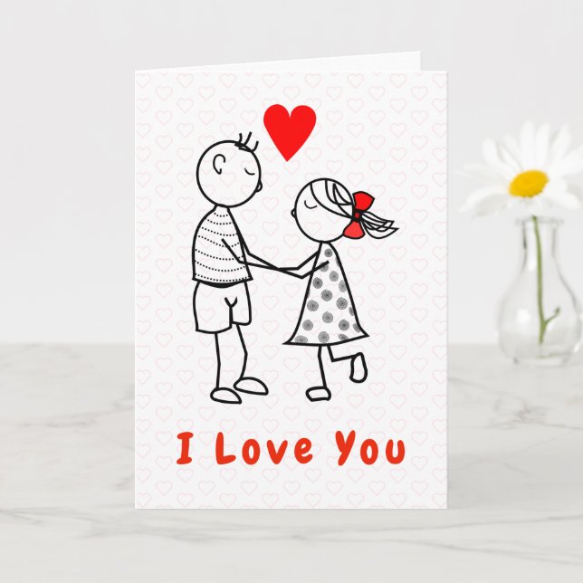 Cute Romantic Couple I Love You Card (Small Plant)