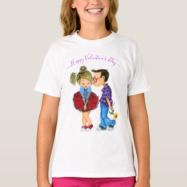 Cute Romantic Couple Love - Happy valentine's Day T-Shirt (Front)