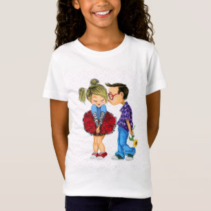 Cute Romantic Couple - Love Hearts - Kiss T-Shirt