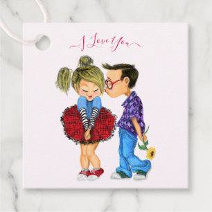 Cute Romantic Couple - Love - I Love You - Kiss Favour Tags