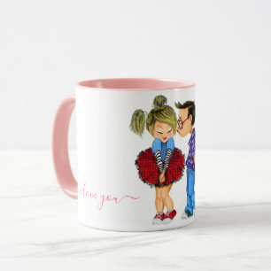 Cute Romantic Couple - Love - I Love You - Kiss Mug