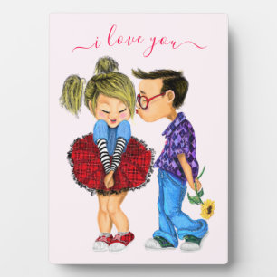 Cute Romantic Couple - Love - I Love You - Kiss  Plaque