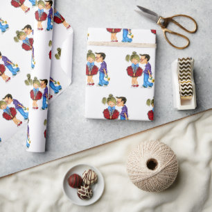 Cute Romantic Couple Love - Kiss - Valentine's Day Wrapping Paper