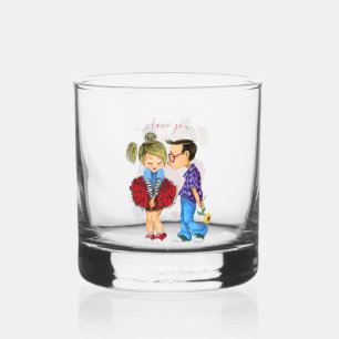 Cute Romantic Couple Love Text Customisable Whiskey Glass