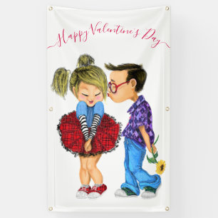 Cute Romantic Couple - Love - Valentine's Day Kiss Banner